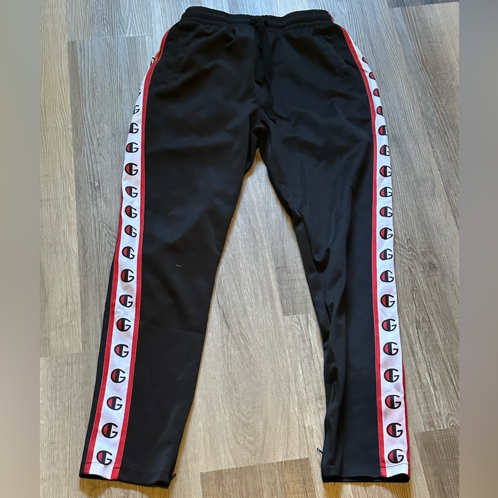 Black and Red Sweatpants with Logo Tape